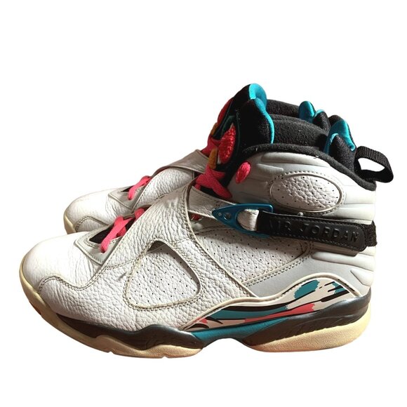 Nike Air Jordan 8 Retro South Beach Sneakers Mens 8 White Pink Green 305381-113 - Picture 3 of 11